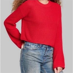 Wild Fable Long Sleeve Crop Red Sweater